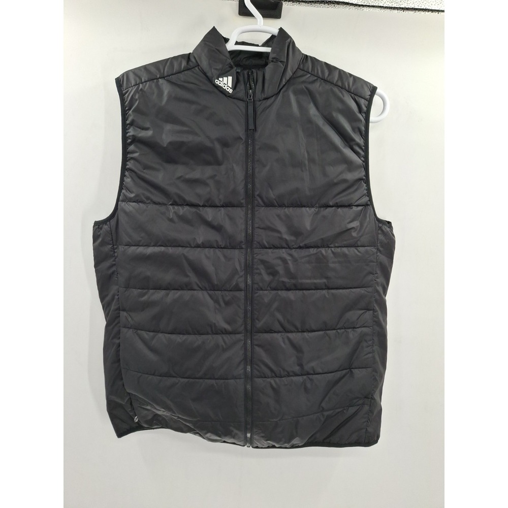 Adidas Mens Large Black Puffer Vest Winter Jacket Coat